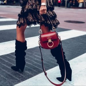 CHARLIE Suede slouchy knee high heel boots